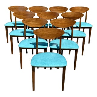 1950s Glenn of California Walnut Dining Chairs - Set of 10 For Sale