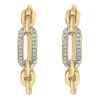 Gold Vermeil 1/10 Cttw Diamond Paperclip Hoop Earring For Sale