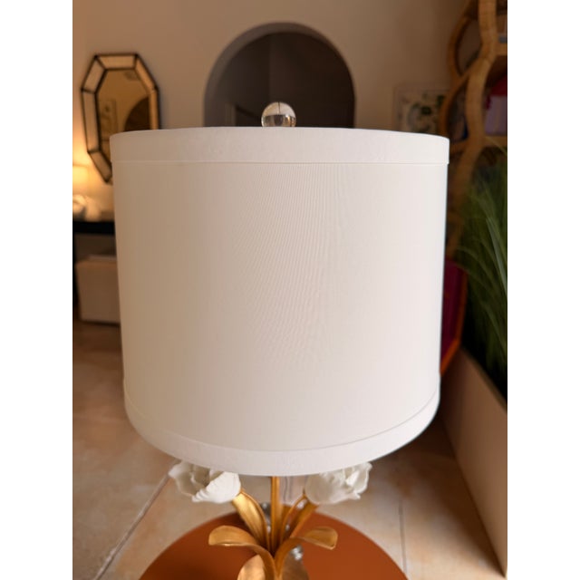 Traditional Chealsea House Gold & White Flower Table Lamp For Sale - Image 3 of 6