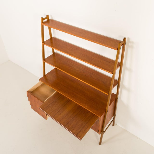 Mid-Century Modern Scandinavian Bookcase with Desk, Sweden, 1960s For Sale - Image 9 of 18