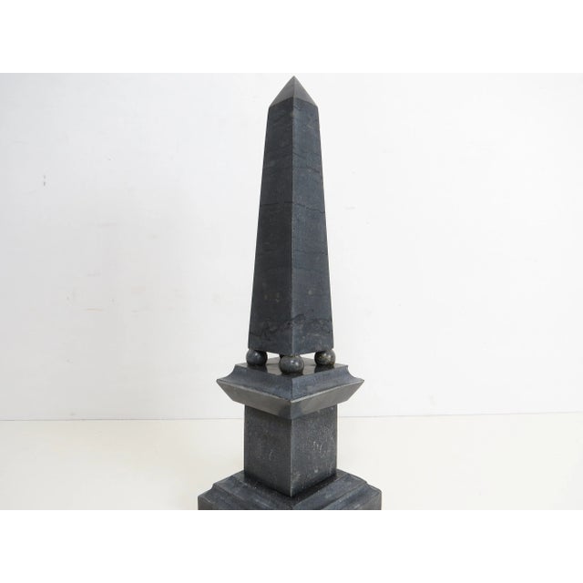 1960s Vintage Mottled Slate Gray Stone Obelisk For Sale - Image 5 of 9