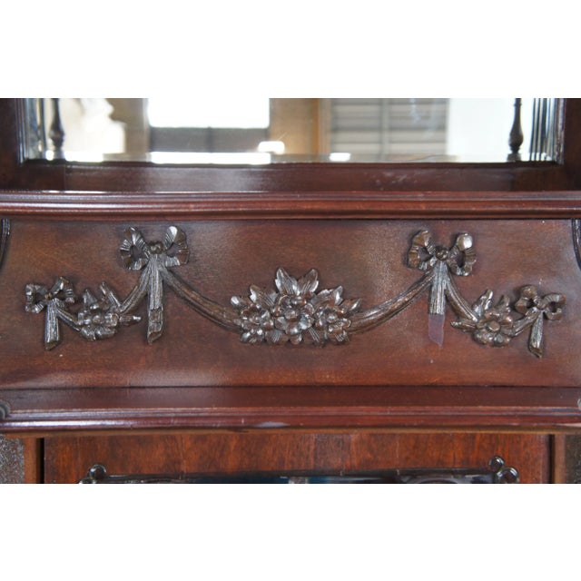 Wood Antique English Victorian Style Mahogany Etagere Display Curio Cabinet 99" For Sale - Image 7 of 13