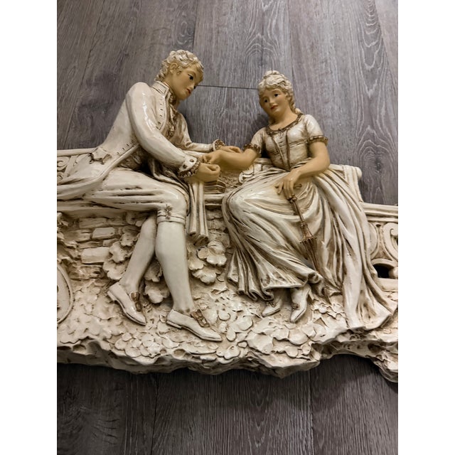 Vintage Victorian Scene Resin Courting Couple Wall Plaque 30in Excellent condition This Vintage Victorian Scene Resin...