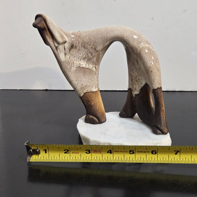 Mid Century Modern Maigon Daga Afghan Hound Figurine Ceramic Marble Base Art Pottery Dog For Sale - Image 9 of 9
