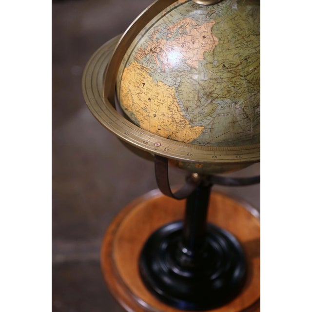 Brass Mid 19th Century French Globe on Carved Walnut Base Signed Ch. Perigot, Paris For Sale - Image 8 of 9