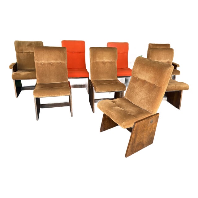 Lane Staccato Brutalist Dining Chairs - 8 For Sale