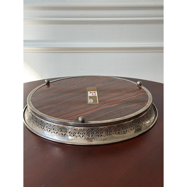 Vintage Silverplate Footed and Formica Tray For Sale - Image 14 of 15