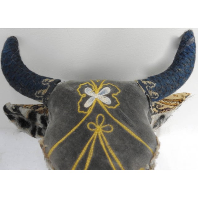 2010s Folk Art Porcelain Heifer With Vintage & Antique Textiles For Sale - Image 5 of 9