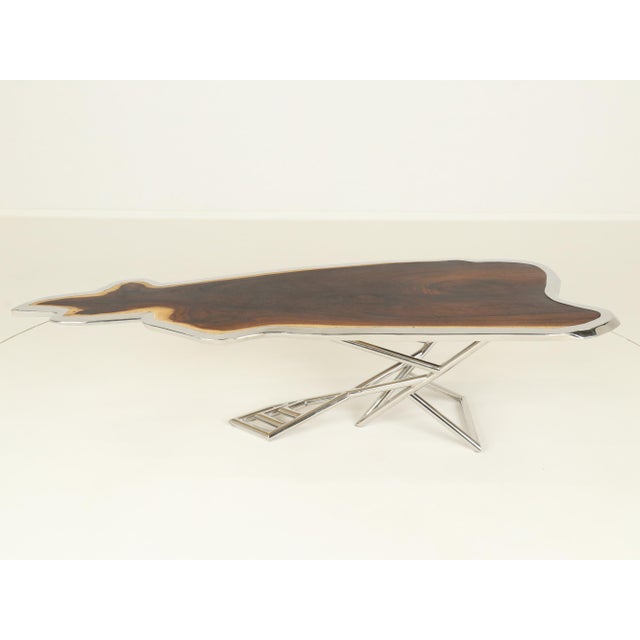 Handcrafted Kangaroo Coffee Table in Rosewood and Stainless Steel, 2008 For Sale - Image 14 of 18