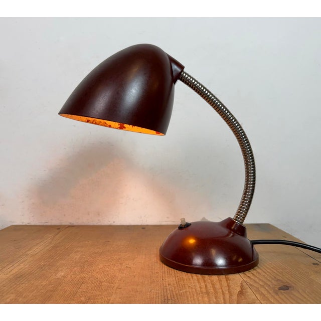 Vintage Brown Bakelite Gooseneck Table Lamp, 1960s For Sale - Image 15 of 18