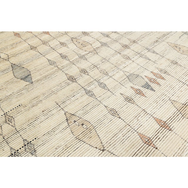 Contemporary Handmade Moroccan Style Wool Area Rug With Geometric Diamond Motifs For Sale - Image 10 of 11