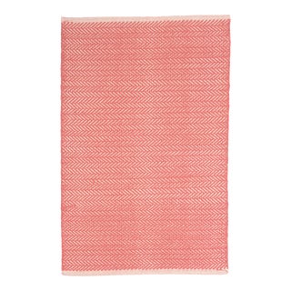 Dash & Albert by Annie Selke Herringbone Coral Woven Cotton Rug, 7' 6" x 9' 6" For Sale