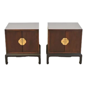 1980s Michael Taylor for Henredon Hollywood Regency Nightstands - a Pair