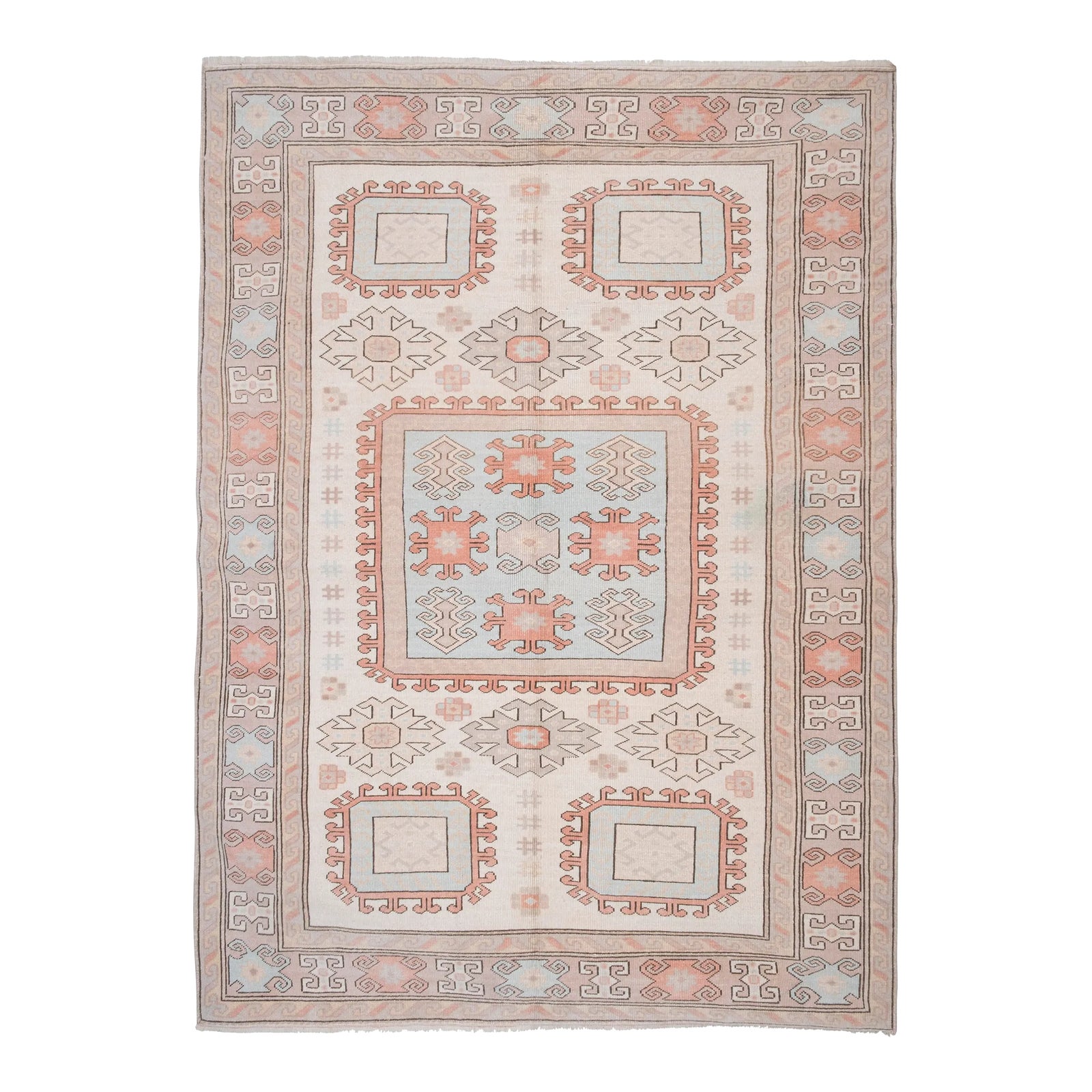 Oushak Kars Rug - Misty Blue Dining Room Carpet | Chairish