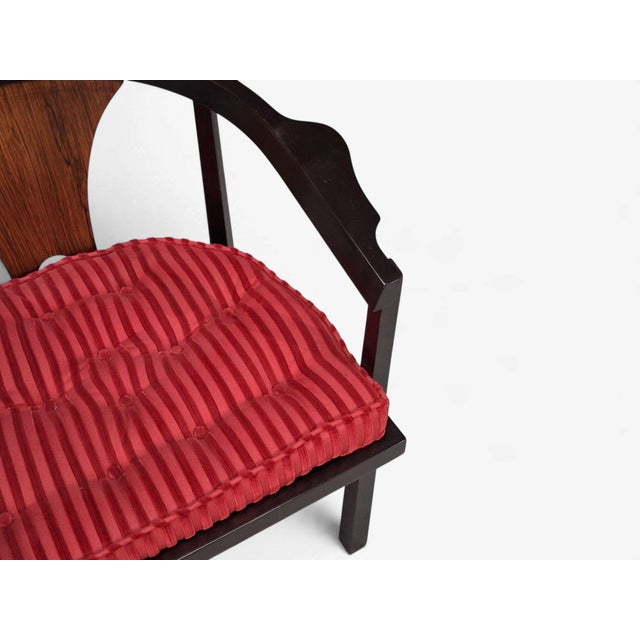 Edward Wormley, Horseshoe Chairs, Mahogany, Rosewood, Red Fabric, Usa, 1950s For Sale - Image 13 of 16