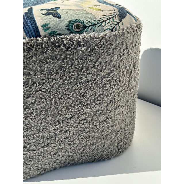 Boucle Stool in Whimsical Owl Motif Design For Sale - Image 10 of 11