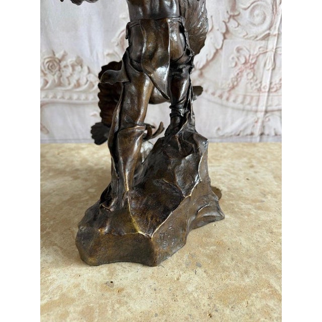 Monumental Bronze Sculpture of Native Warrior and Eagles, Dynamic Art For Sale - Image 13 of 14