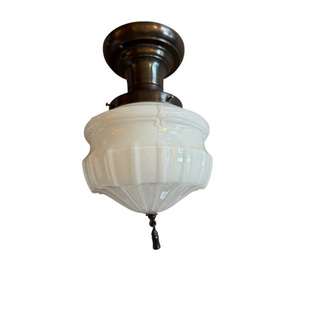 Edwardian Flushmount Light Fixtures With Finials - Pair For Sale - Image 4 of 7