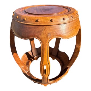 Chinoiserie Rosewood Garden Stool/ Side Table For Sale