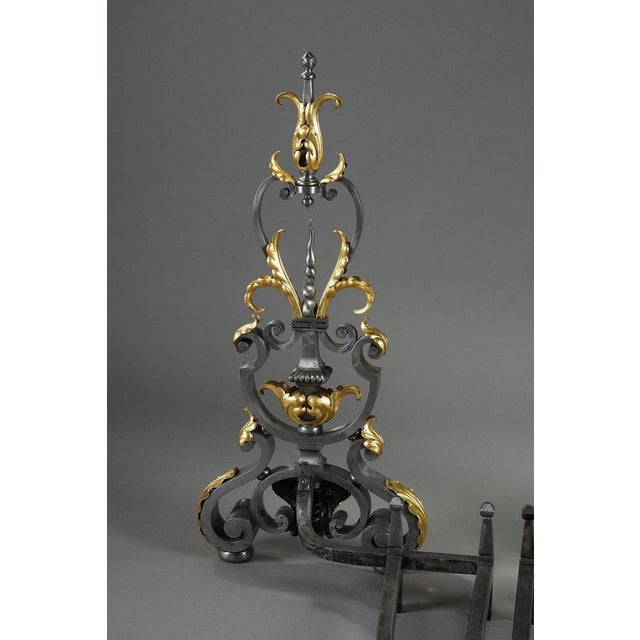 Wrought Iron Landiers, 1900, Set of 2 For Sale - Image 9 of 18