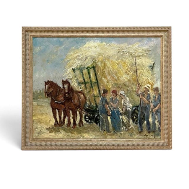 Vintage Framed Oil Painting on Panel by Dieudonne Damoiseaux (1918-2000) For Sale In Dallas - Image 6 of 15