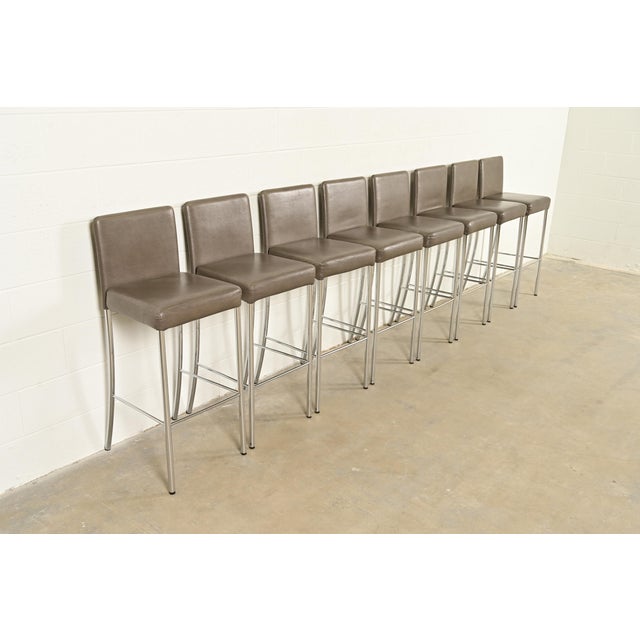 Steelcase Coalesse Modern Leather and Chrome Bar Stools, Set of Eight For Sale - Image 13 of 13