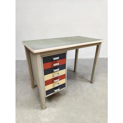 Gispen Vintage Industrial Writing Desk by Andre Cordemeyer for Gispen, 1950s For Sale - Image 4 of 7