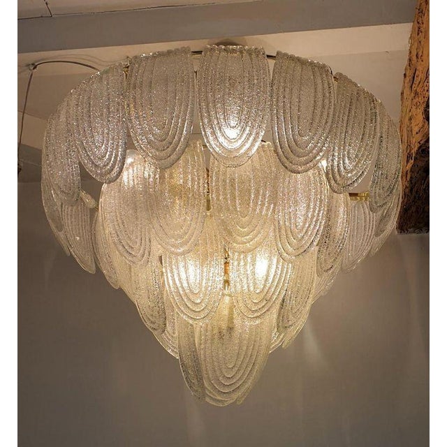 Transparent Large Mid Century Modern Murano Glass Chandelier Italy For Sale - Image 8 of 13