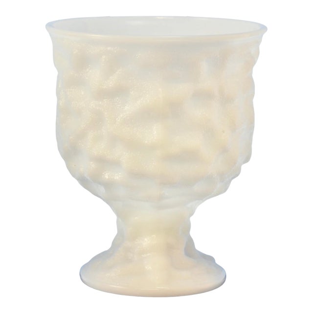 White Milk Glass Textural Pedestal Bowl For Sale