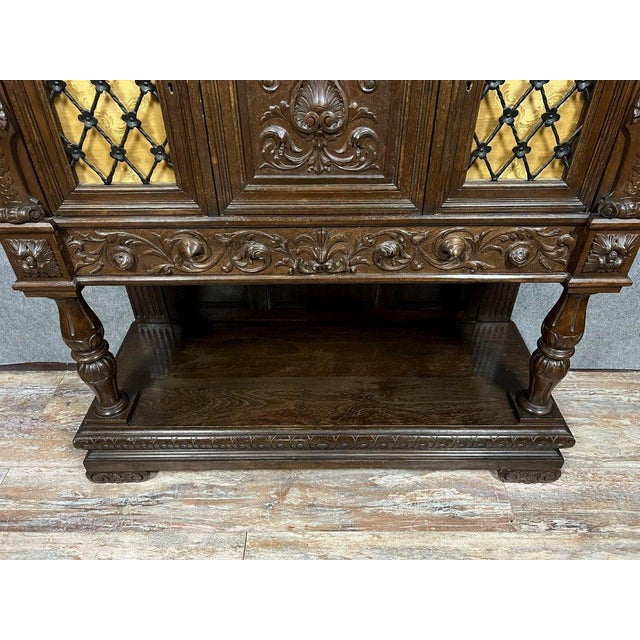 Renaissance Style Dresser Cabinet in Walnut and Oak, 1850 For Sale - Image 6 of 10