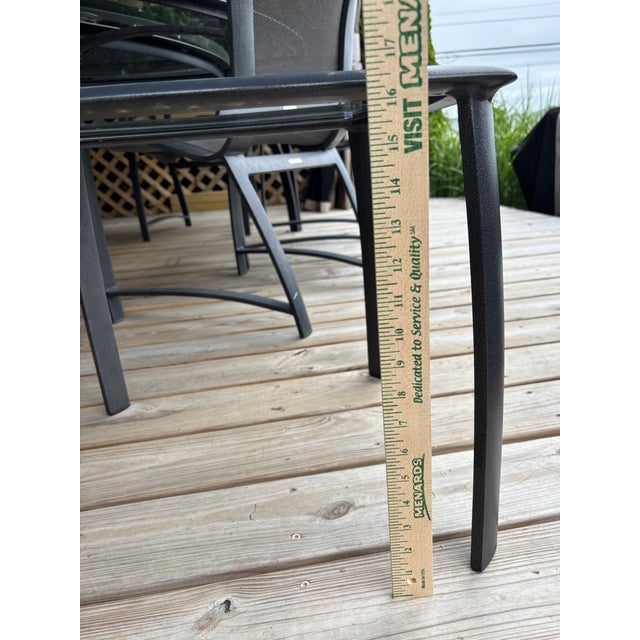 1990s Brown Jordan End Table Heavy Aluminum Glass Apron Attributed For Sale In Columbus - Image 6 of 9