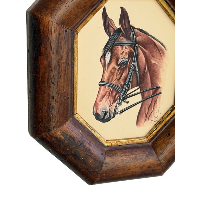 Hand-painted by master artists using acrylic paints and natural pigments, this horse portrait features fine, precise...