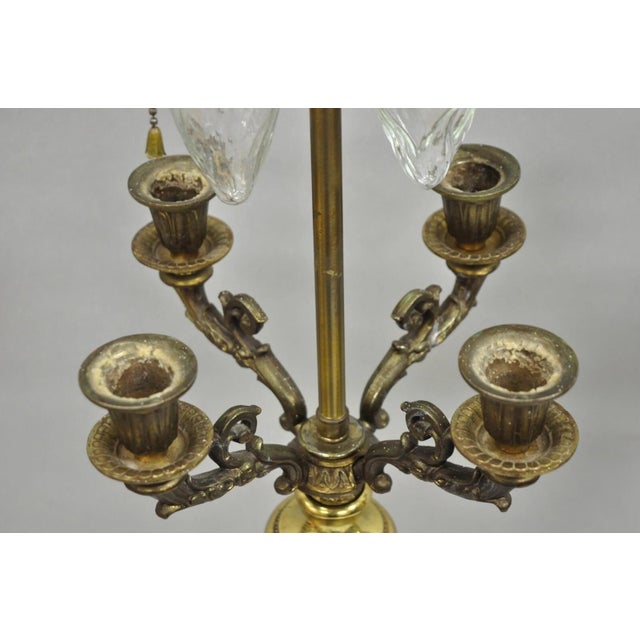 Green Vintage French Neoclassical Green Jasperware Candelabra Table Lamps - A Pair For Sale - Image 8 of 12