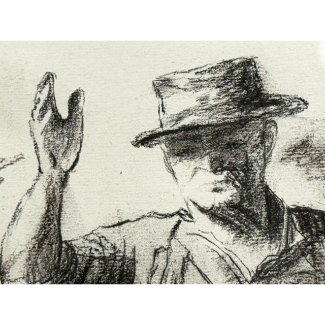 Late 20th Century Drawing of European Laborer in Charcoal, Framed For Sale - Image 5 of 12