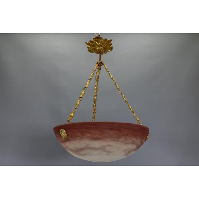 Pendant Light with White and Burgundy Glass from Muller Frères Luneville, 1920s For Sale - Image 12 of 18