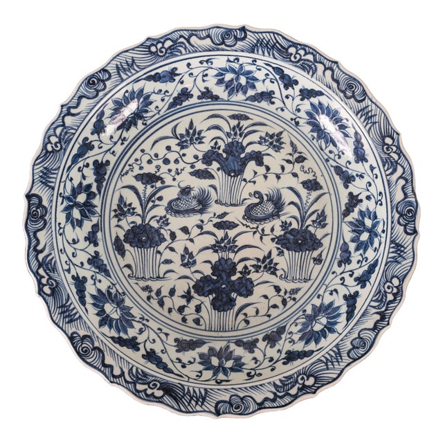 Yuan Style Mandarin Duck Lotus Pond Charger For Sale