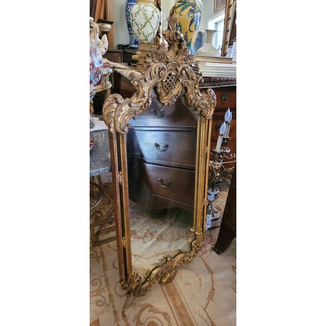 Gold Antique French Gild Wood & Plaster Wall Mirror For Sale - Image 8 of 15