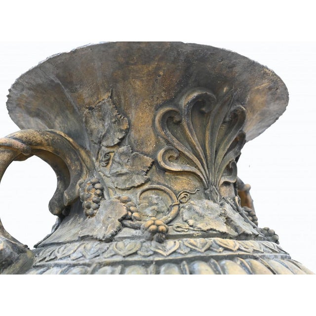 Classical English Amphora Stone Garden Vases, Set of 2 For Sale - Image 14 of 18