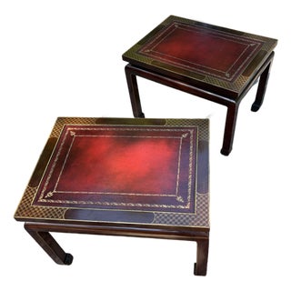 Pair 1940s Midcentury Asian Inspired Cocktail Tables in Moderne Style For Sale