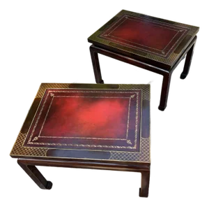 Pair 1940s Midcentury Asian Inspired Cocktail Tables in Moderne Style