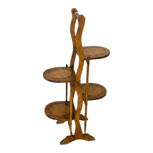 Antique Wooden 4-Tier Muffin Stand - Vintage Folding Cake & Pastry Display, Edwardian Style Plant Stand