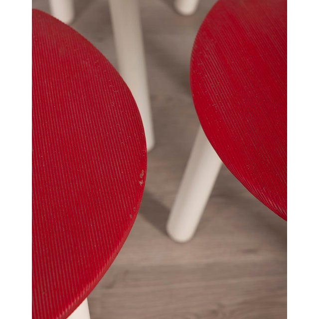 Vintage Italian Chairs in Wood and Red Vinyl, 1980s, Set of 4 For Sale - Image 11 of 17