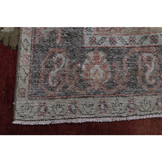 Red 1970s Vintage Turkish Handmade Wool & Cotton Red Area Rug For Sale - Image 8 of 11