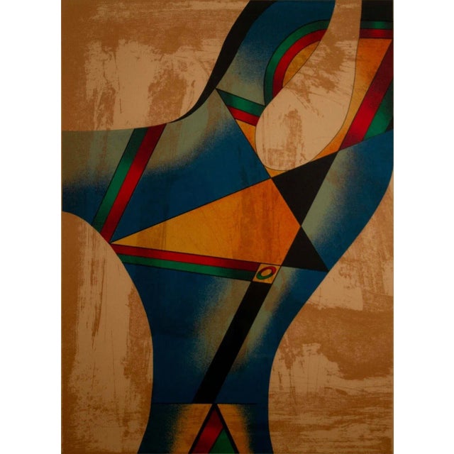 Blue 1970s Abstract Surrealist Triptych Signed Serigraph on Paper 93/99 Framed by Neal Doty - Set of 3 For Sale - Image 8 of 12