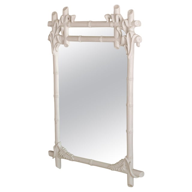 1960s Gampel-Stoll Hollywood Regency Mirror, White Faux Bamboo, Italy, 1960s For Sale - Image 5 of 13