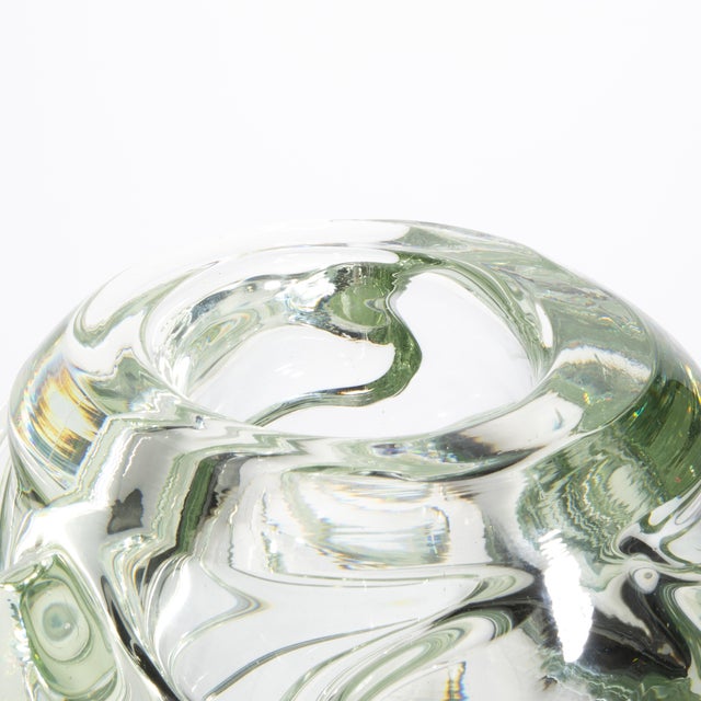 Transparent Hand Blown Murano Vase Gomitolo in Clear With a Hint of Green For Sale - Image 8 of 11