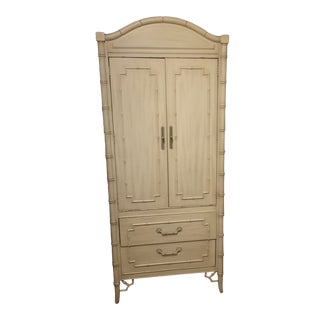 Thomasville Allegro Faux Bamboo Fretwork Armoire For Sale