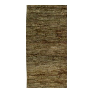 3x10 Brown Hand-Knotted Wool Striated Earth Tones Classic Traditional Carpet Rug For Sale