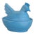 Blue Slag Glass Chicken Hen on Nest Small Covered Dish For Sale