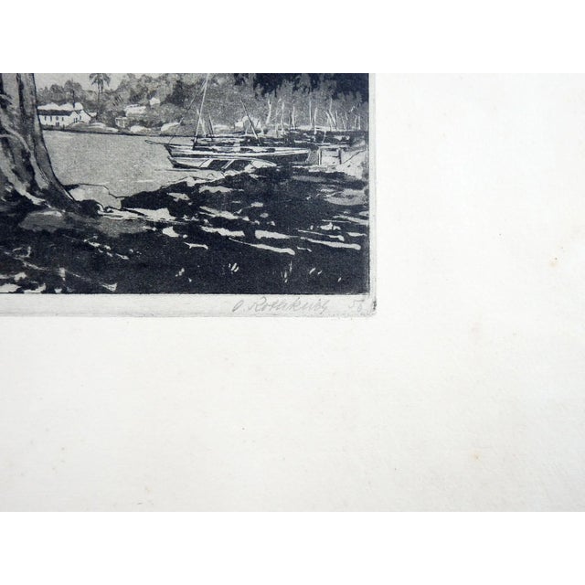 Shabby Chic Brazilian Harbor Etching by Oskar Rothkirch For Sale - Image 3 of 5